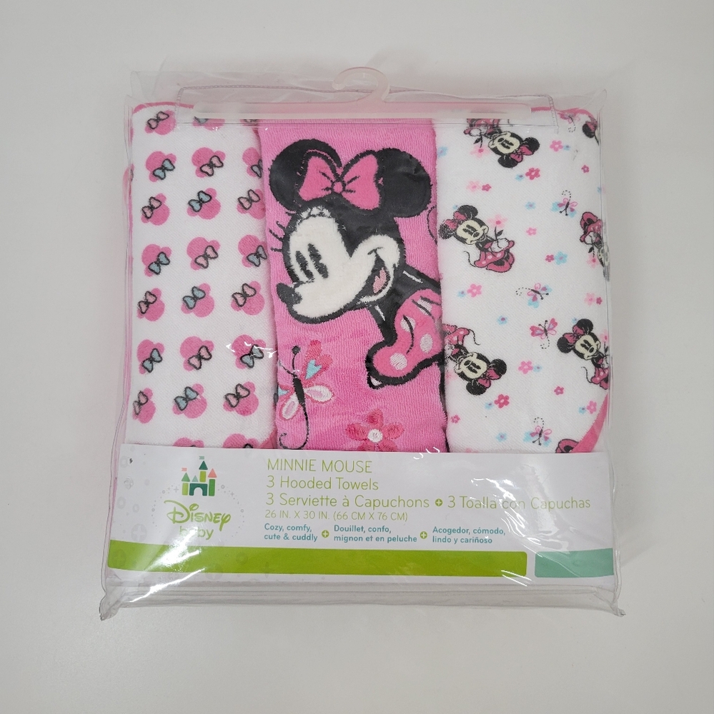Disney Baby Minnie Mouse Hooded Towels Set Of 3 NWT